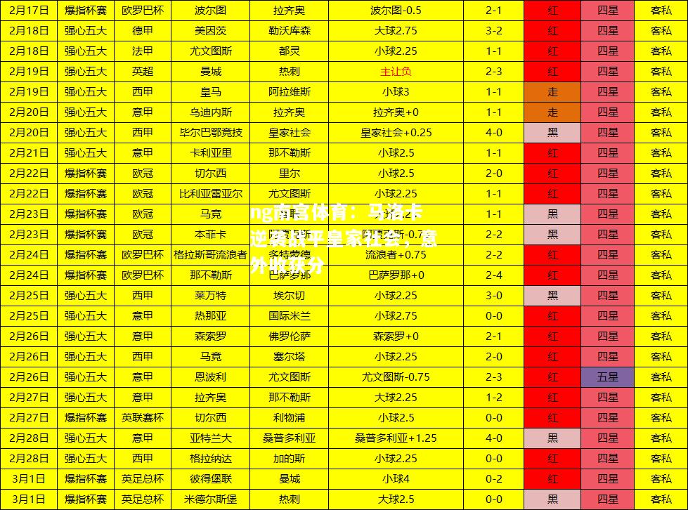 马洛卡逆袭战平皇家社会，意外收获分